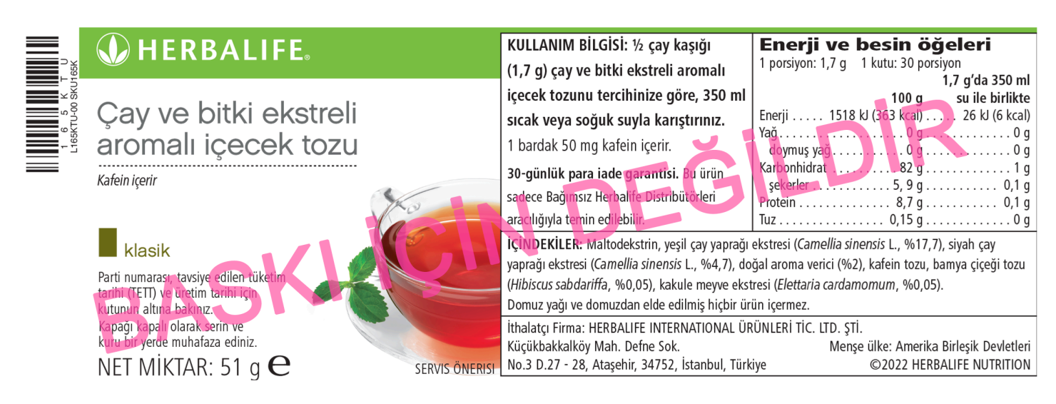 Herbalife Çay ve Bitki Ekstreli Aromalı İçecek Tozu Klasik 51 g - Görsel 2
